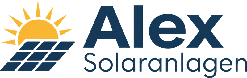 Logo von Alex Solaranlagen: Sonne über einem Solarmodul